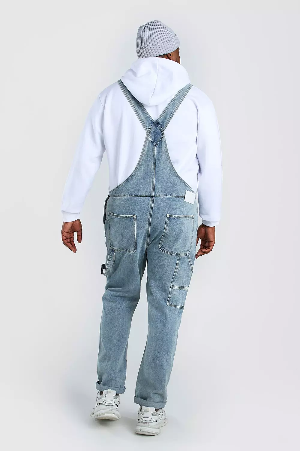 Big And Tall Slim Denim Overalls boohooMAN AU
